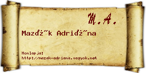 Mazák Adriána névjegykártya